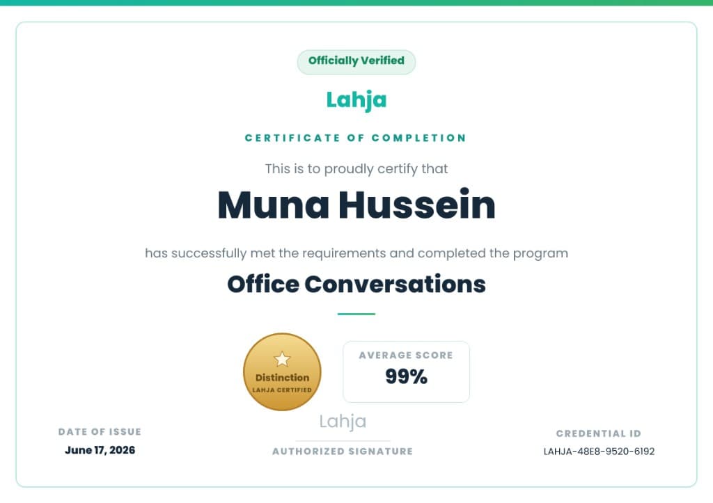 Lahja certificate for Office Conversations